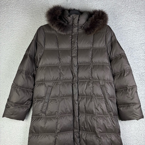 Vintage Moncler Long Down Puffer Coat Jacket Size 3 Knee length Brown Quilted - Picture 3 of 15